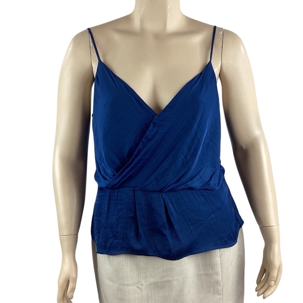 1.State Cross Front Spaghetti Strap Peplum Top Size XL Blue